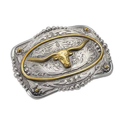 鋅合金雕刻凹浮紋牛頭金色40mm